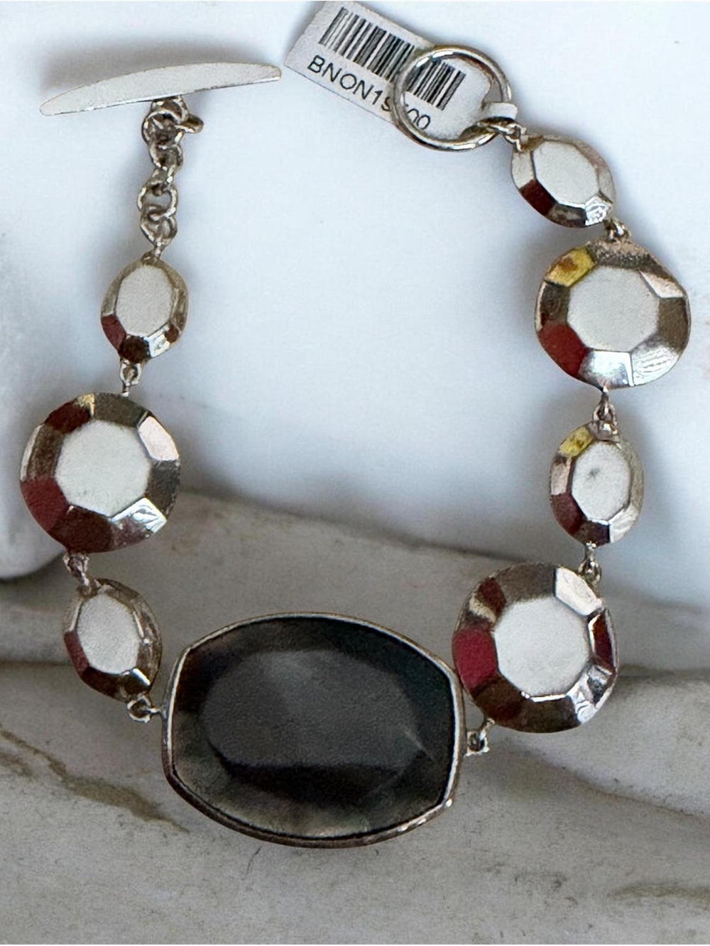 Sterling Silver Abalony Stone Link Bracelet - Women Jewelry